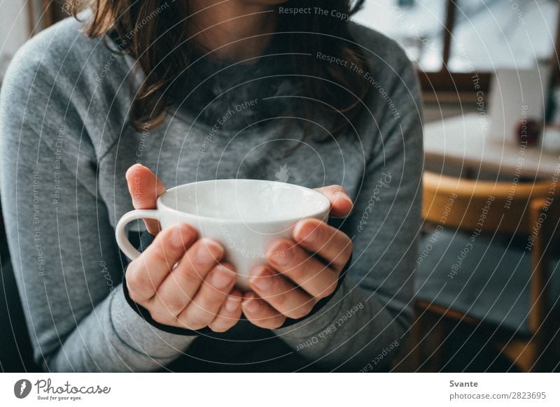 Young woman holding hot drink Breakfast To have a coffee Beverage Hot drink Coffee Tea Lifestyle Human being Feminine 1 30 - 45 years Adults Austria Brunette