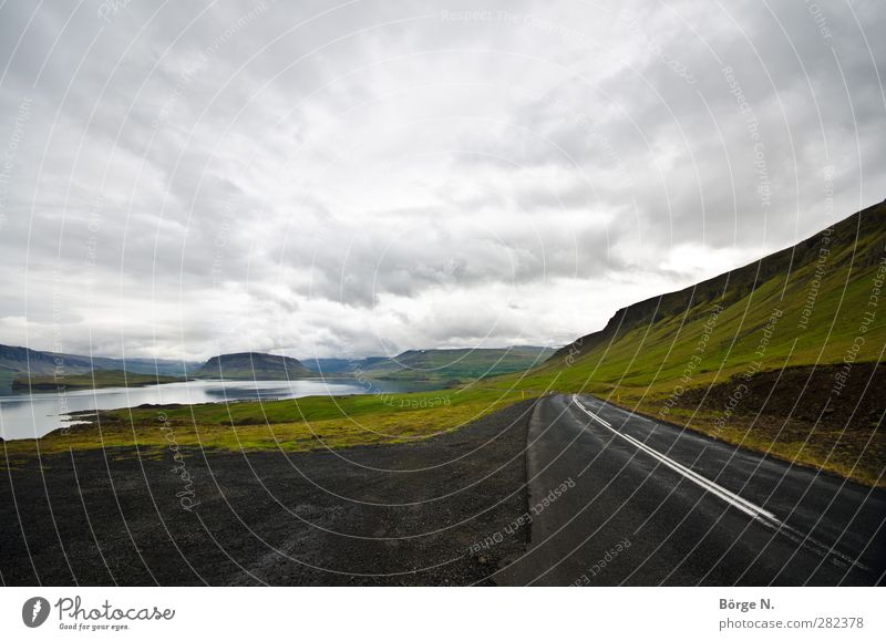 Icelandic Road Vacation & Travel Nature Landscape Sky Clouds Hill Fjord Traffic infrastructure Street Exceptional Fantastic Far-off places Colour photo
