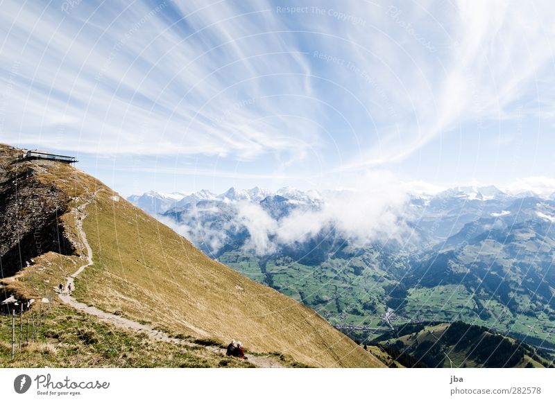Bernese Alps 2 Life Tourism Trip Far-off places Summer Mountain Hiking Nature Landscape Elements Air Clouds Autumn Beautiful weather Wind Rock Blüemlisalp