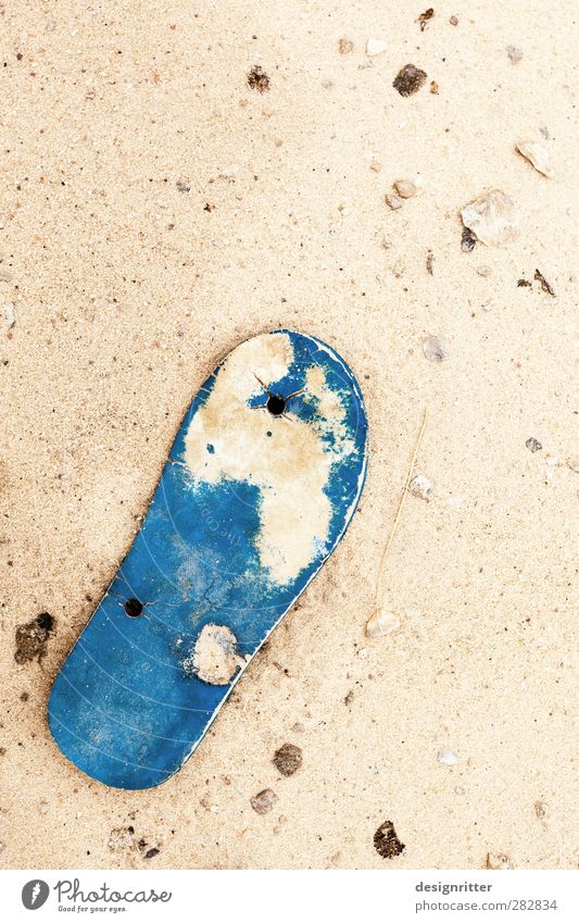 Traces in the sand Feet Environment Sand Climate Warmth Drought Desert Mount Sinai Egypt Asia Pedestrian Fashion Clothing Flip-flops Plastic Old Walking Stand