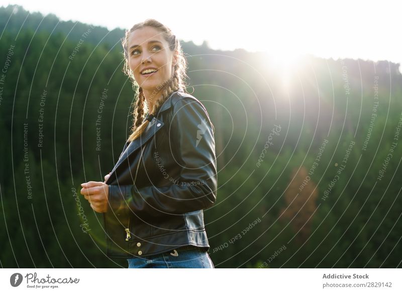 Pretty woman on meadow Woman Cheerful Meadow pretty Easygoing Beautiful Beauty Photography Happy Nature Summer Girl Human being Youth (Young adults) Green