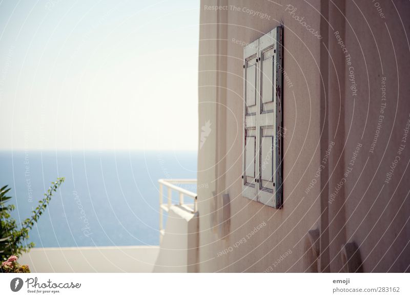 up ahead Sky Cloudless sky Summer Ocean House (Residential Structure) Dream house Wall (barrier) Wall (building) Facade Window Bright Warmth Vacation photo