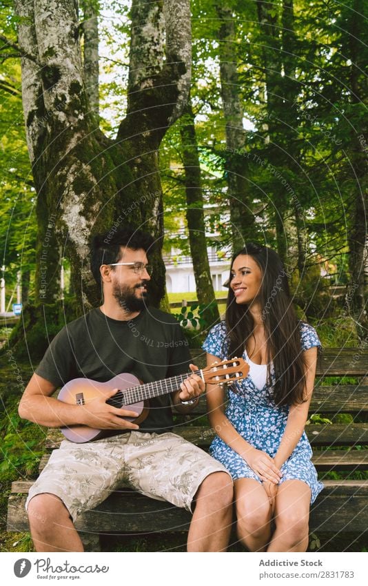 Man playing guitar for woman Couple Sit Playing Guitar Musician Acoustic Human being Nature Vacation & Travel Love Summer Happy 2 Woman romantic Lifestyle