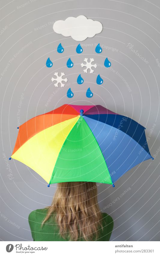 Rain and snow II Feminine Young woman Youth (Young adults) Woman Adults Head Hair and hairstyles 1 Human being Clouds Autumn Winter Bad weather Snow Snowfall