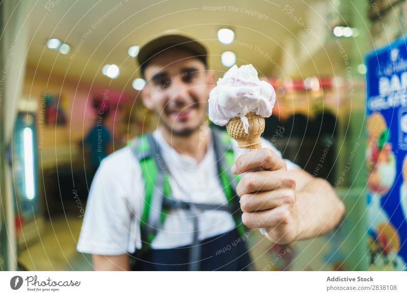 Smiling man posing with ice-cream Man Tourist Shopping Excitement Dessert Tourism Delicious Amazing Entertainment Traveling Backpacking Cone Vacation & Travel