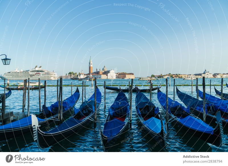 Gondolas on cityscape background Gondola (Boat) Channel Vacation & Travel City Tourism Transport Town Row Watercraft Skyline Architecture Attraction romantic