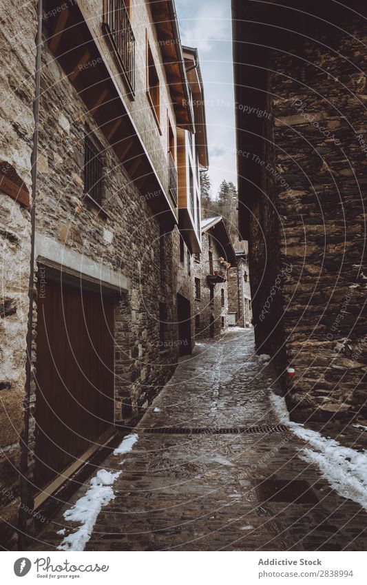 Alley in winter village Village Street Winter Snow Cold Town Old Architecture Vacation & Travel Building Stone House (Residential Structure) Tradition Tourism