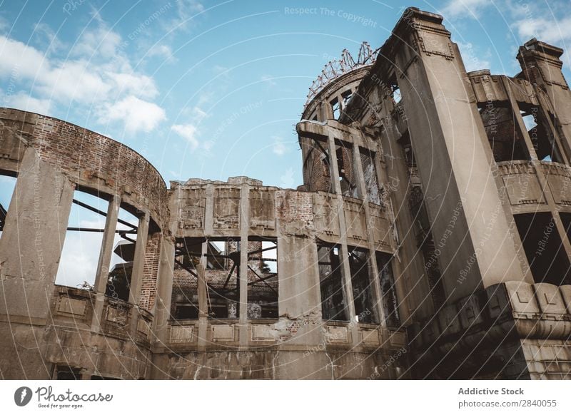 Ruined abandoned building from below Building Concrete Decay Architecture Structures and shapes Construction Empty Deserted Broken Town Exterior Damage Grunge