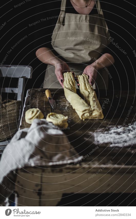Woman making sweet pastry Human being Cooking Dough knead Rustic Flour Food rolling chef Bakery Baked goods Table Make Bread Ingredients Preparation Home-made