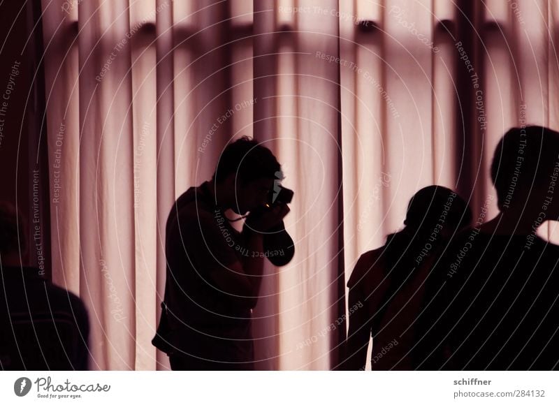 Always these paparazzi... Human being 3 Violet Pink Black Mysterious Group Photography Take a photo Photographer Paparazzo Silhouette Drape Wrinkles Folds Dark
