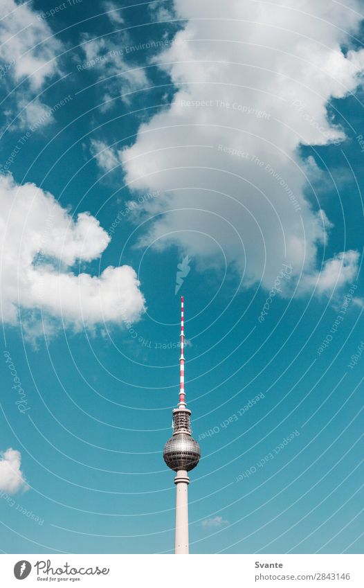 Berlin TV Tower Vacation & Travel Tourism Trip Sightseeing City trip Town Capital city Architecture Landmark Blue Clouds GDR Colour photo Exterior shot Deserted
