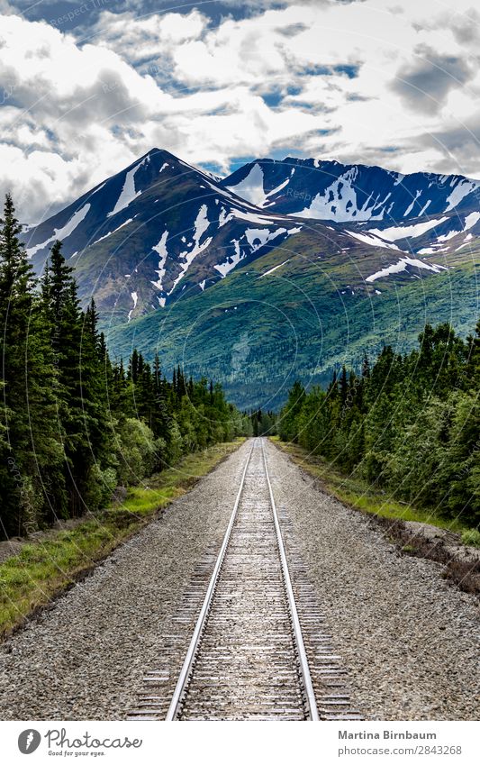 Railroad to Denali National Park, Alaska Vacation & Travel Tourism Adventure Freedom Mountain Nature Landscape Sky Peak Snowcapped peak Rail transport