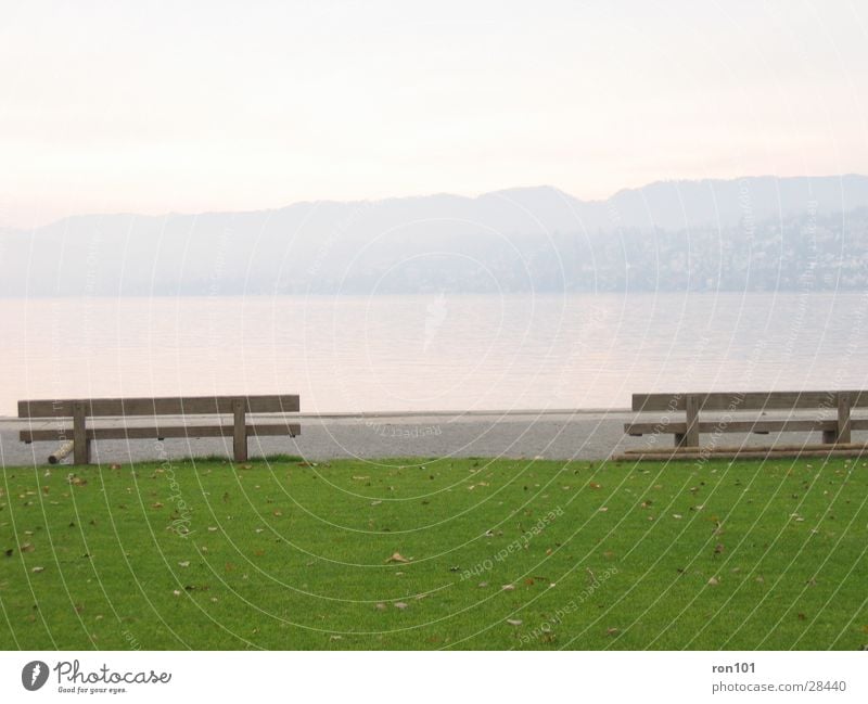 enjoy the silence..... ... .. . Lake Meadow Leaf Hill Calm Green Wood Bench Lawn Mountain Water Nature Blue Sit