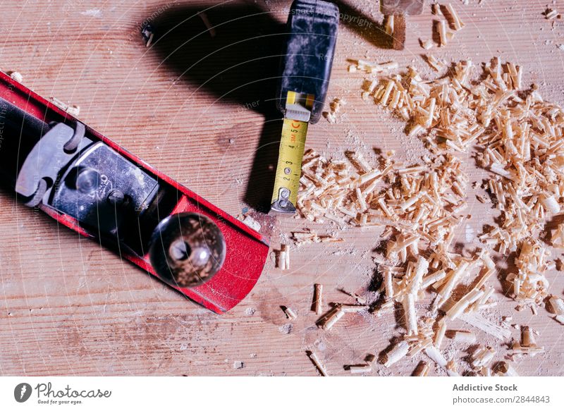 Woodwork tools and cuttings reel carpentry Airplane Tool Measure Work and employment Line Equipment Construction House (Residential Structure) Industry Timber