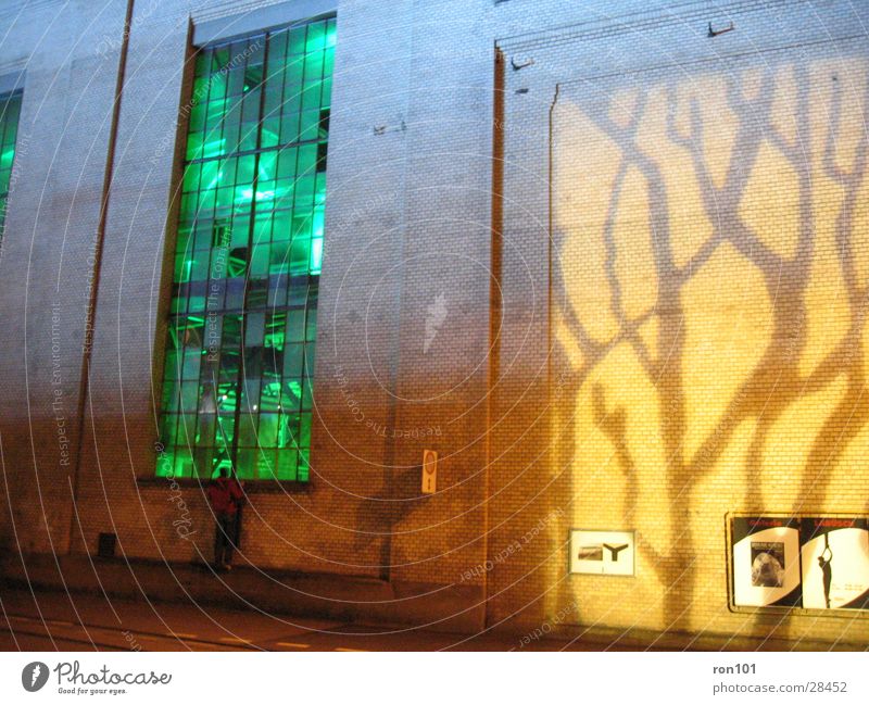Lighting Building Factory hall Wall (building) Window Yellow Architecture green Orange Projection