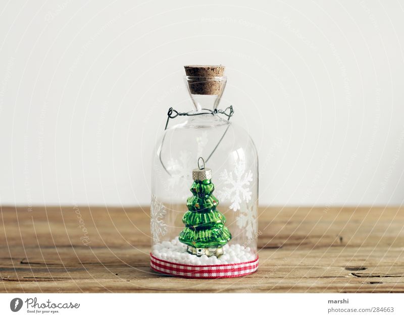 every year Sign Green Glass Christmas & Advent Decoration Fir tree Beautiful Vacuum Baby's bottle Snowflake Snowfall Anticipation Colour photo Interior shot