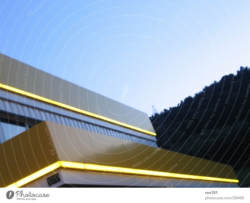 yellow102 Yellow Neon light Architecture Lighting Blue Sky façade Evening