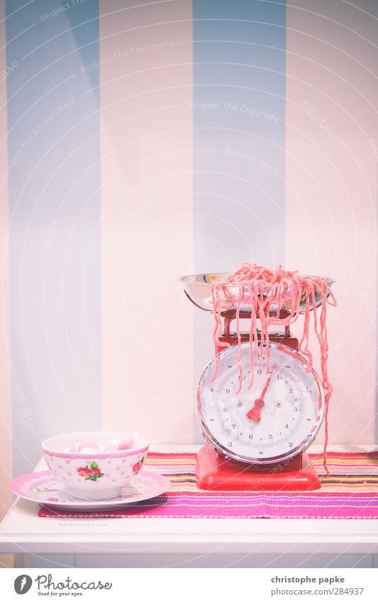 Candy on old scales Scale Kitsch Food Nutrition Diet Cup cute Pink Addiction strawberry strings String weigh candyshop Retro Colours Sugar Candy cane Cavities