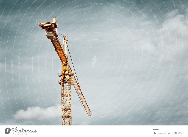 crane Work and employment Workplace Construction site Industry Business SME Environment Air Sky Clouds Steel Stand Sharp-edged Simple Tall Yellow Gray Stress