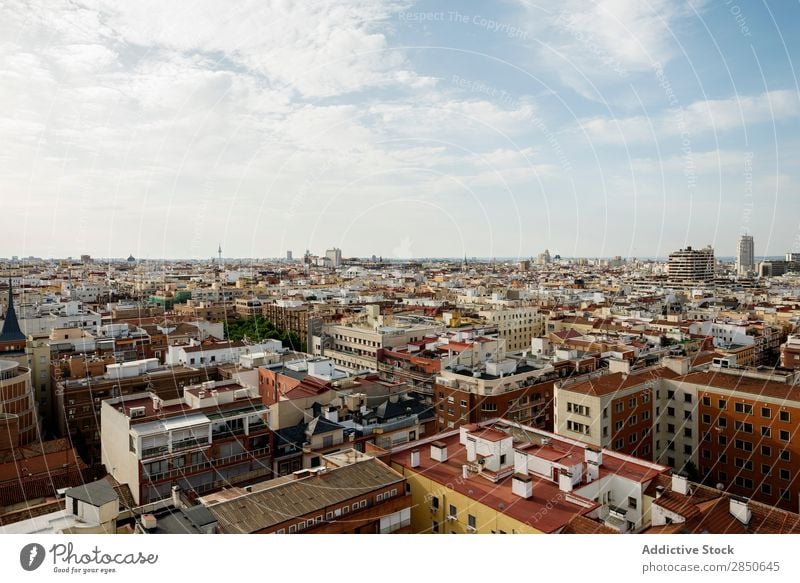 Madrid City with high density of buildings Skyline Infrastructure Closed Urbanization Contemporary Panorama (Format) Development Structures and shapes Town