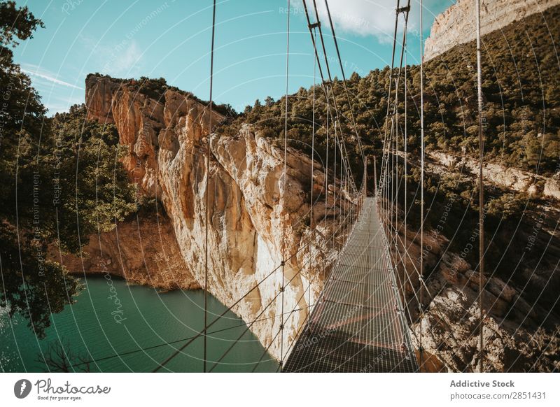 A bridge over the Mont-Rebei Canyon, Lleida, Spain Bridge Small River Landscape Vacation & Travel Nature Rock Park Wilderness Water Vantage point Desert Cliff