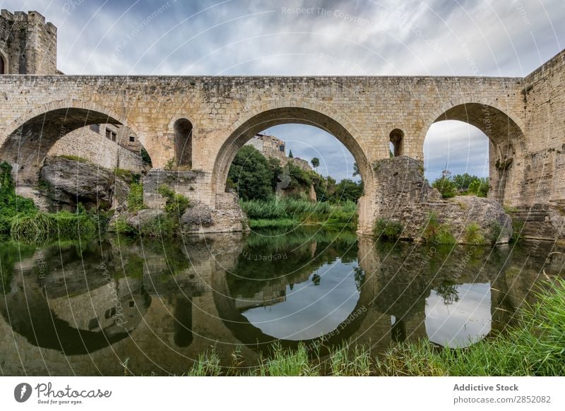 Medieval bridge of Besalu medieval Village Historic Bridge Old Vacation & Travel Landscape Architecture Ancient Building Stone Landmark besalu girona Spain