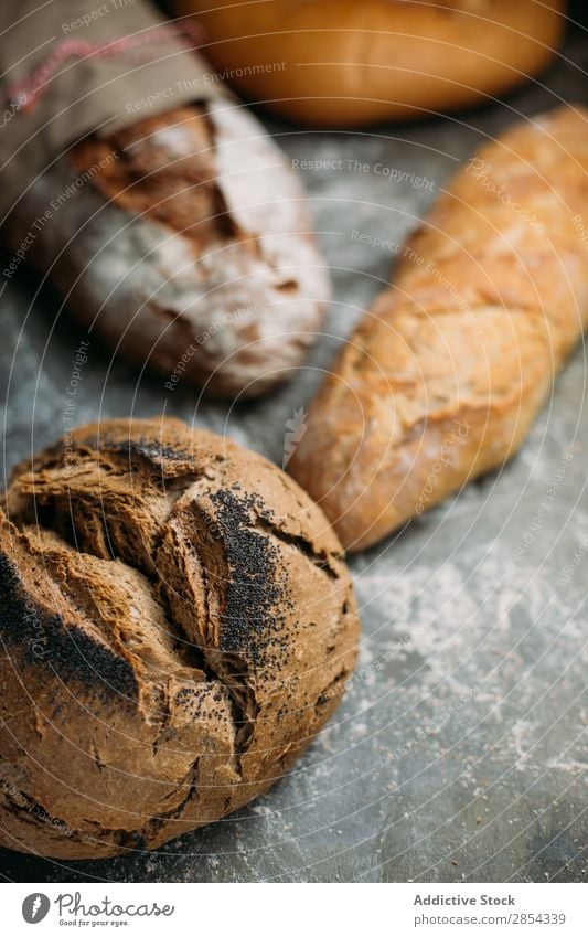 Rustic bread loaf on dark background Baking Bakery Bread Breakfast carbohydrate Dark Flour Food home-baked Home-made Seed types Wheat wholemeal