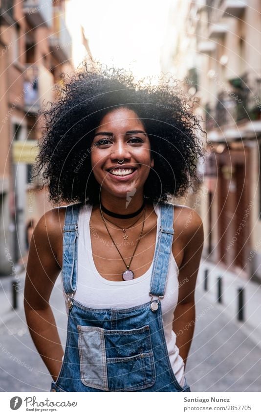 Portrait of a beautiful black woman. Woman Black African Afro Human being Portrait photograph City Youth (Young adults) Girl American Smiling Happy Fashion