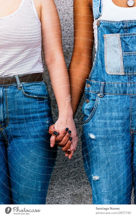 Close up of hands of diverse races. Woman Friendship Youth (Young adults) Homosexual Relationship Happy Summer Human being Joy Hand Racism Adults Girl Together