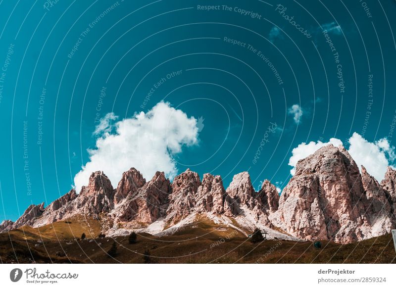 Mountain range with clouds in Dolomites Tourism Structures and shapes Copy Space bottom Vacation & Travel Light Copy Space right Shadow Contrast