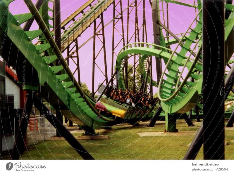 Rollercoaster "Cobra" Roller coaster Green Stand Headache Montreal La Ronde  Amusement Park Leisure and hobbies drive standing up intamine