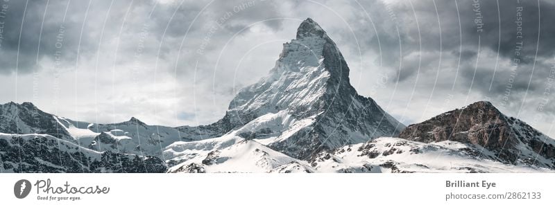 probably the most beautiful mountain Vacation & Travel Winter Snow Nature Landscape Mountain Matterhorn Peak Exceptional Elegant Europe Switzerland