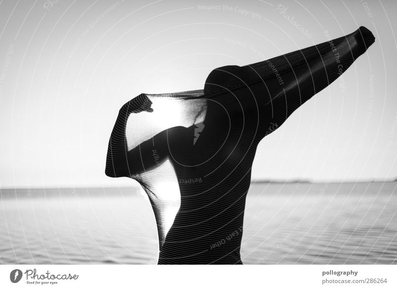 abstract bodies (20) Human being Masculine Man Adults Life Body 1 Nature Water Cloudless sky Waves Baltic Sea Ocean Swimming trunks Cloth Power Determination