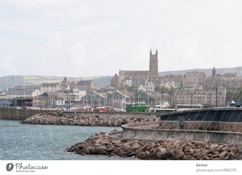 penzance Coast Ocean England Cornwall Small Town Port City Outskirts House (Residential Structure) Church Harbour Manmade structures Building Wall (barrier)