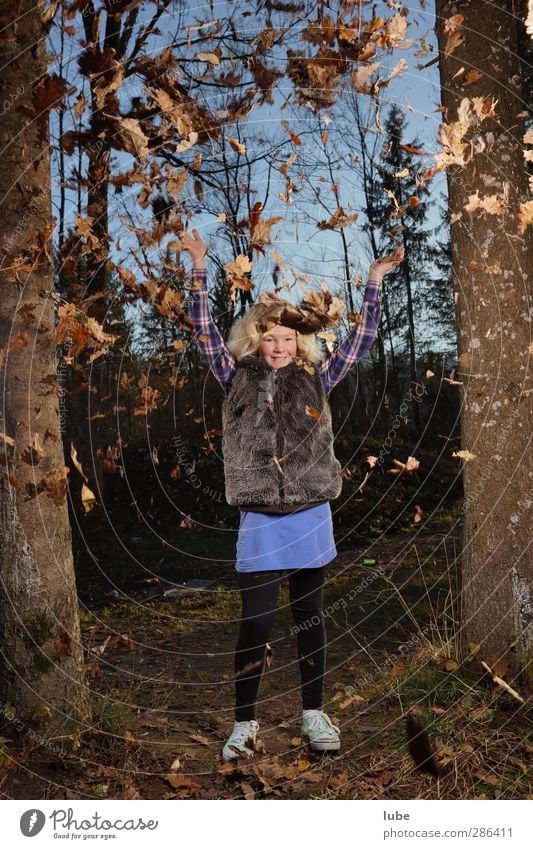 Laura in the forest Child 1 Human being 8 - 13 years Infancy Nature Autumn Forest Happiness Emotions Happy Autumn leaves Autumnal Early fall Autumnal weather