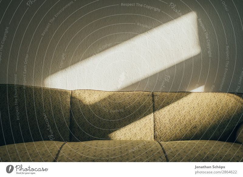 Sunlight and shade over the sofa Flat (apartment) Sofa Wallpaper Old Retro Green Contentment Attentive Serene Patient Calm Nostalgia Shaft of light Shadow play