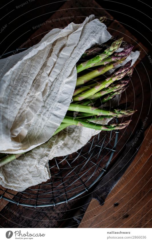 Fresh Green Asparagus asparagus green asparagus vegetable fresh raw kitchen preparing cooking preparation wet bowl slate plate decoration decorative decorated