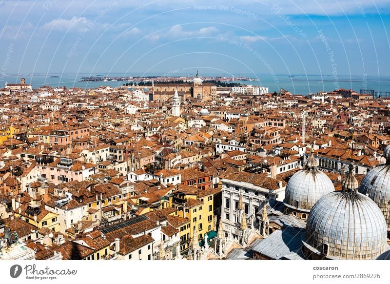 Aerial view of Venice from the bell tower Beautiful Vacation & Travel Tourism Summer Ocean House (Residential Structure) House building Landscape Sky Coast Town