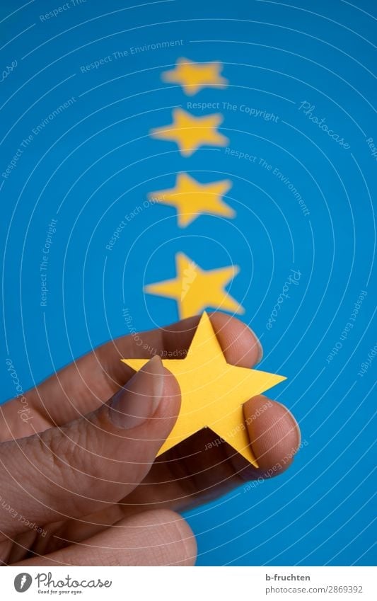 Five stars Services Advertising Industry Business Career Success Team Fingers Stars Sign Select Touch To hold on Blue Yellow Star (Symbol) 5 Quality