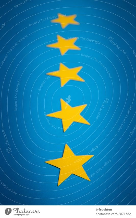 Five stars Economy Gastronomy Business Success Stars Sign Select Lie Blue Yellow Star (Symbol) Recommendation 5 Row Handicraft European flag Quality