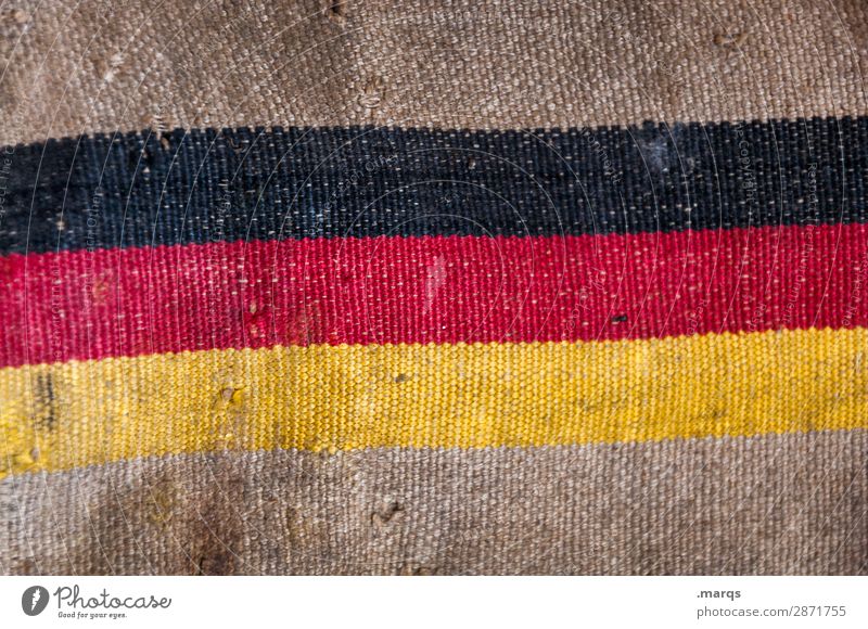 mailbag Jute sack Sign Flag Old Broken Politics and state Decline German Flag Mail Colour photo Close-up Deserted Copy Space top Copy Space bottom