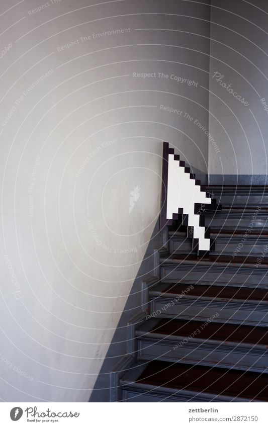 Mouse arrow on the stairs Landing Descent Downward Go up Upward Computer House (Residential Structure) Computer mouse Deserted Rent