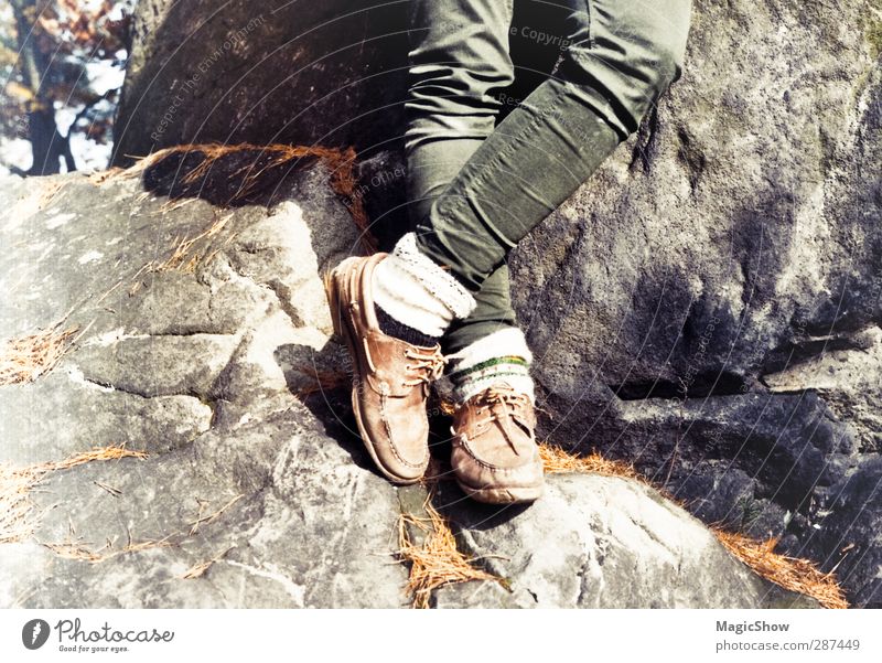 wanderlust Trip Adventure Freedom Expedition Mountain Hiking Legs 1 Human being Nature Landscape Sunlight Summer Autumn Tree Rock Alps Pants Stockings