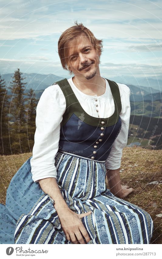 the dairymaid from königssee Lifestyle Beautiful Tourism Mountain Hiking Man Adults 1 Human being 30 - 45 years Nature Landscape Tree Meadow Alps Fashion Dress