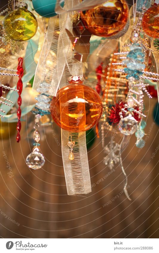 Kitschy-X-Mas Feasts & Celebrations Christmas & Advent Decoration Bow Odds and ends Glass Glittering Hang Above Christmas decoration Glitter Ball Sphere