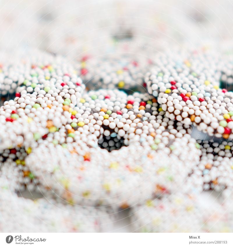 sugar pattern Food Candy Chocolate Nutrition Delicious Sweet Multicoloured White Christmas biscuit Sugar Sugar perl Pearl Wreath Colour photo Close-up