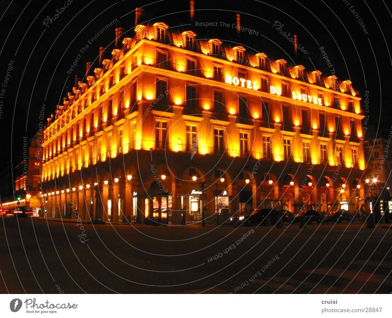 Hotel de Louvre Light Lamp Night Paris Black Dusk Romance Europe Evening Lighting