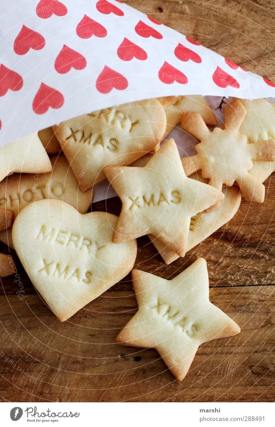 baked with love.... Food Dessert Candy Nutrition Eating Delicious Christmas & Advent Cookie Baker Characters Symbols and metaphors Wooden table Sweet Heart Love