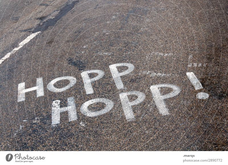 Chop-chop! Street Lanes & trails Characters Communicate Target Motive Racing sports hop, hop Colour photo Exterior shot Deserted Copy Space top