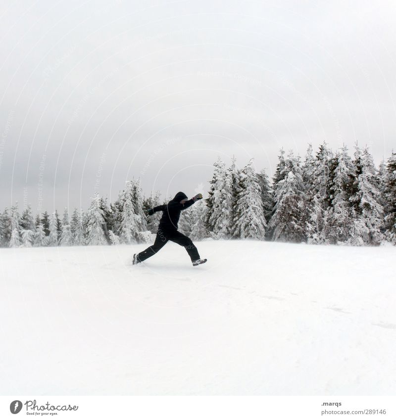 winter sports Lifestyle Vacation & Travel Winter Snow Winter vacation Winter sports Human being Masculine Adults Nature Landscape Sky Tree Sign Running Jump